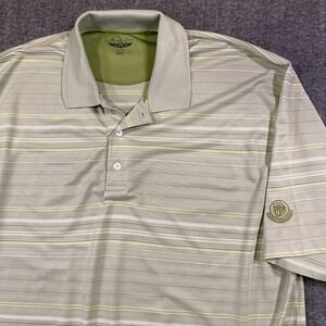 Straight Down Shirt Men's XL Performance Golf Polo  Green Striped *Embroidered